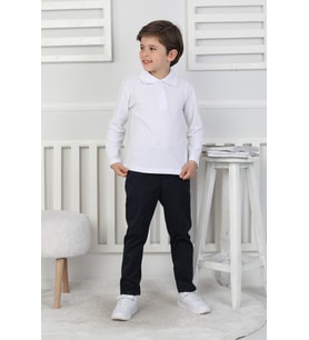 Erkek Çocuk T-Shirt - Okul Tarz- Uzun Kol 5-17 Yaş 12497 MODANINO (Beyaz)