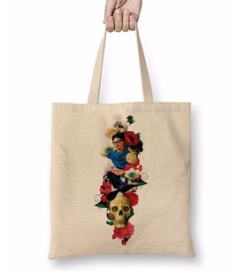 Frida Kahlo 2 Bez Çanta Uzun Saplı