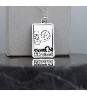 Kişiye Özel 925 Ayar Gümüş Ace of Pentacles Tarot Kolye