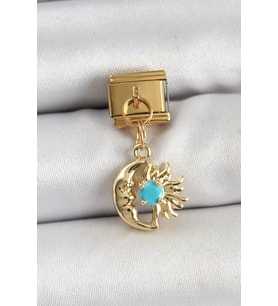 316L Çelik Sallantılı Ay Ve Güneş Model Gold Renk Nomination Charm - TJ-BC1435