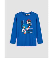 LCW Kids Mavi Uzun Kollu Sonic Baskılı Pijama Üst