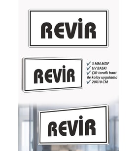 Revir Yazılı Beyaz MDF Kapı Levhası