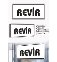 Revir Yazılı Beyaz MDF Kapı Levhası