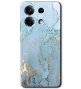 Redmi Note 13 4G Kılıf HD Desen Baskılı Kılıf - Mavi Gold Mermer