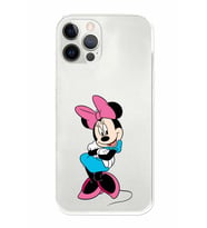 Apple iPhone 12 Pro Max Uyumlu Kamera Korumalı Tıpalı Kapak Minnie Mouse TasarımlıŞeffaf Kılıf