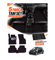 SMART FORFOUR (2004-2006) Uyumlu EVA Oto Paspas Metal Topukluklu Havuzlu 5 Parça Siyah-Bordo