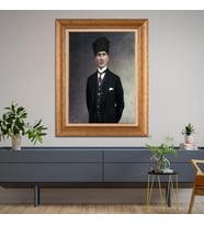 Altın Paspartulu Atatürk  Çerçeveli Tablo C886 (Gold)