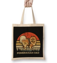 Mens Best Pomeranian Dad Ever Retro Vintage Dog Dad Father’s Day Köpek Bez Çanta Uzun Saplı