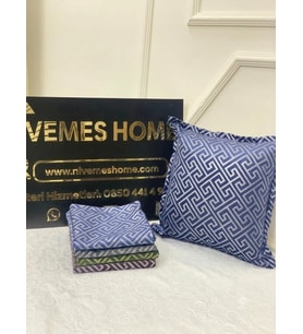 NİVEMESHOME MONET ZİGZAG KIRLENT KILIFI LACİVERT 45 X 45