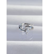 Pirinç Gümüş Renk Zirkon Taşlı Damla Earcuff Küpe