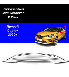 Renault Captur Cam Çıtası Komple Set Çerçevesi Kromu Nikelajı 2020 Sonrası