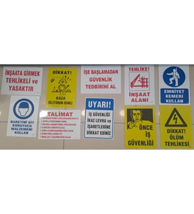 İNŞAAT İKAZ SETİ 10 LU - UYARI LEVHALARI SETİ ( 25 x 35 cm )