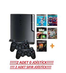 Sony Playstation 3 Slim + 320GB + 2 Joistick +130 Güncel Oyun (Siyah)