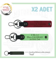 Motor Tutkunlarına, İsim Plaka ve 0 Rh (+) Kan Grubu Yazılı x2 Anahtarlık Set, Kırmızı-F Yeşil-Ysl (Çok Renkli)