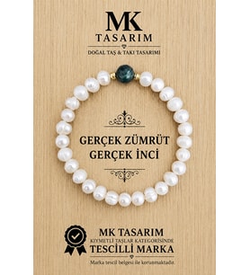 GERÇEK İNCİ GERÇEK ZÜMRÜT BİLEKLİK MK.7000.828- RAHATLIK-DİNGİNLİK-ENERJİ- STRES BİLEKLİĞİ