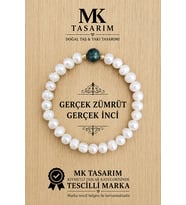 GERÇEK İNCİ GERÇEK ZÜMRÜT BİLEKLİK MK.7000.828- RAHATLIK-DİNGİNLİK-ENERJİ- STRES BİLEKLİĞİ