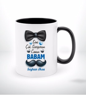 BK Gift Kişiye Özel Canım Babam Tasarımlı Siyah Beyaz Kupa Bardak-1