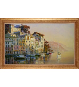 Çerçeveli Paspartulu Manzara Tablo ah1956 (Gold)