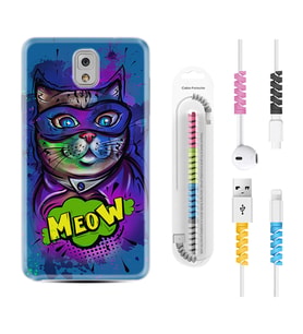 Samsung Note 3 4 5 8 9 20 Ultra 10 Lite Kılıf Kablo Koruma Spiral Silikon Super Meow 1715