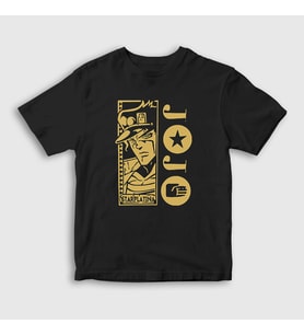 Presmono Unisex Çocuk Siyah Jotaro Kujo V3 Anime Jojo T-Shirt 322429tt