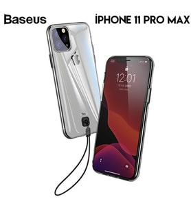 Baseus Transparent Key İPhone 11 Pro Max 6.5inch (2019) Şeffaf Silikon Kılıf-(57 - ETC8509-5961 (Füme)