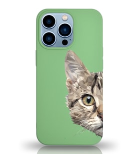 Apple iPhone 13 Pro Uyumlu Lansman Kılıf Catface Tasarımlı Altı Kapalı İçi Kadife Kaplı  Kapak (Şeffaf)