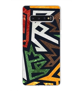 Samsung Galaxy S10 Plus Kapak  Soyut Grafiti Tasarımlı Şeffaf Silikon Kılıf
