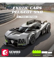 Sembo Block Exotic Cars Peugeot 9X8 Yapı Bloğu Seti – 232 Parça (Gri)