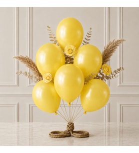 Sarı Renk Lateks Metalik Balon (30 cm) - 6 Adet