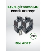 Panel Çit 50x50 MM Profil Kelepçe - Somun + Cıvatalı (386 Adet) (Gri)
