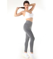 Mio Studio Gym Yüksek Bel Seamless Desenli Tayt (GRI-ANTRASIT)