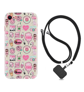 Apple iPhone 5 6 7 8 Plus Se XR Kılıf Boyun Askılı Silikon Donut Flamingo 1415