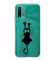 Xiaomi Poco M3 Uyumlu Kapak Çizgi Kedi Tasarımlı Şeffaf Silikon Kılıf