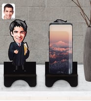BK Gift Kişiye Özel Erkek Avukat Karikatürlü Ahşap Biblo Telefon Standı-1