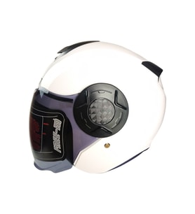 Motosiklet Yarım Kask Double Güneş Vizörlü Ece Sertifikalı Abs Material Motor Kaskı White