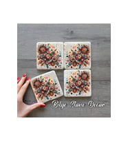 bilge tasarım Stone Decor Taş Bardak Altlığı 4'lü Set 10x10x1 Cm desenli