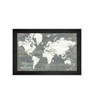 Harita Temalı Kanvas Tablo 50 x 70 cm Siyah Çerçeve