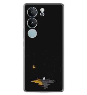 Vivo V29 Kılıf Silikon Desen Özel Seri Ay Ve Kedi 1683