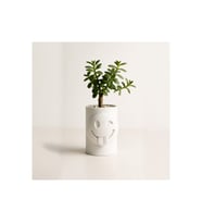 Alvera Emoji Planter – 3D Baskı Göz Kırpan Yüzlü Minik Yeşil Saksısı-Beyaz