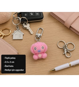 Pembe Peluş Charm Anahtarlık Sevimli Çanta ve Anahtar Aksesuarı Hediye Seçeneği