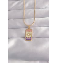 316L Çelik Gold Renk Karışık Mineli Ay Figür Tarot Kolye
