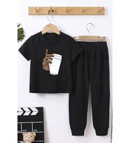 Çocuk Tupac Coffee Alt - Üst Eşofman Takımı (Siyah)