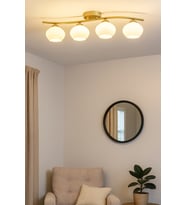 Modern Eskitme Beyaz Camlı 4'lü Yemek ve Salon Masası + Avize Seti