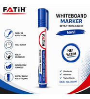 Fatih Beyaz Tahta Kalemi Mavi Whiteboard Marker Silinebilir Hızlı Kuruyan Düşük Kokulu Tahta Kalemi
