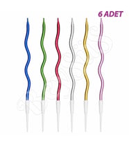 Kıvrımlı 6lı Mum Krom Karışık