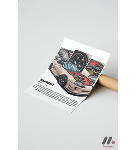 Toyota Supra MK4 JDM Poster, Çerçevesiz Yüksek Kalite Duvar Afişi - Oto Severlere Özel