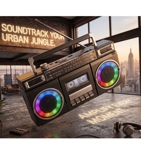 Retro Tasarımlı Bluetooth Hoparlör  RGB Işıklı  USB & TF Kart Destekli Taşınabilir Radyo