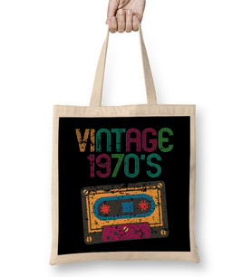 Vintage 1970 s Nostalgic 70s Funny Cassette Retro Bez Çanta Uzun Saplı