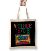 Vintage 1970 s Nostalgic 70s Funny Cassette Retro Bez Çanta Uzun Saplı