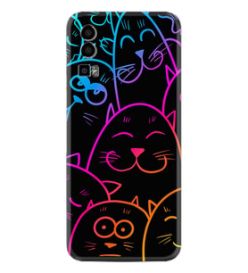 General Mobile Gm 23 Kılıf Silikon Desen Özel Seri Neon Cats 1790